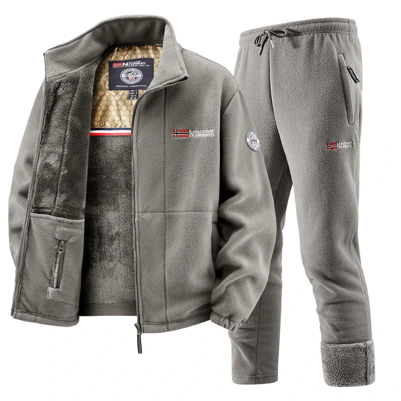 Winter Wear Clothes - Mens Winter Fleece Tracksuit Set Thickened