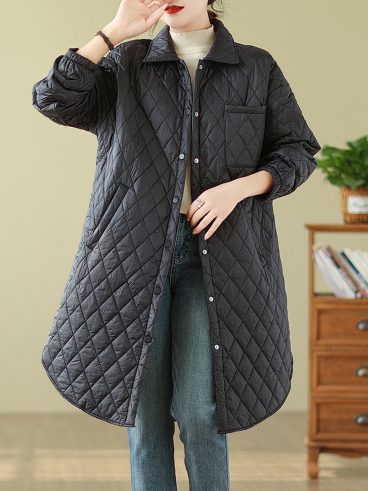 Winter Clothing Outlet - Outlet Oversized Quilted Cotton Jacket Collar