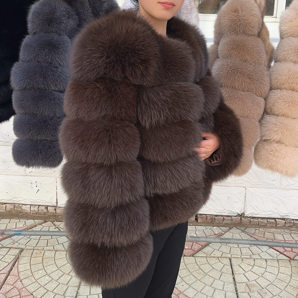 Winter Clothing Trends 2025 - QUEENTINA 50cm Real Fox Fur Coat