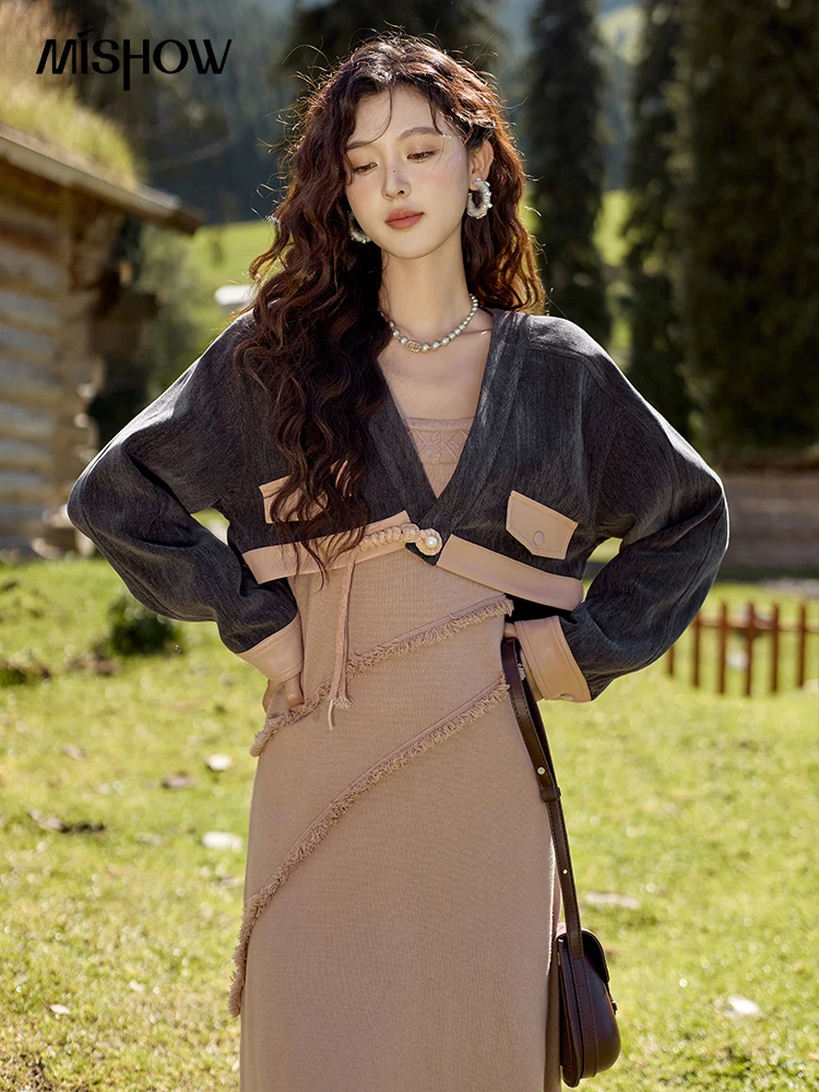 Winter Clothing Items - MISHOW Chenille Coat Knitted Strap Dress