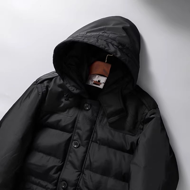 Men's Mid-Length Hooded down J - مراجعة Winter Clothing Label وسعره